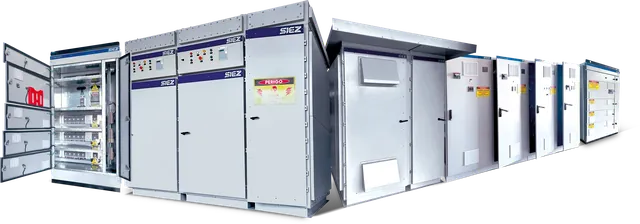 Linha completa de painéis elétricos SIEZ: COMPART, PowerCore, FIELDLINE, MODULE, caixas de comando e caixas CEMIG.